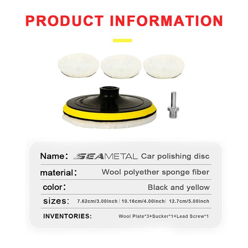 SEAMETAL 5 pièces tampon de polissage de voiture disques de polissage Kit Auto corps peinture soin polisseuse laine douce épilation éponge Machine
