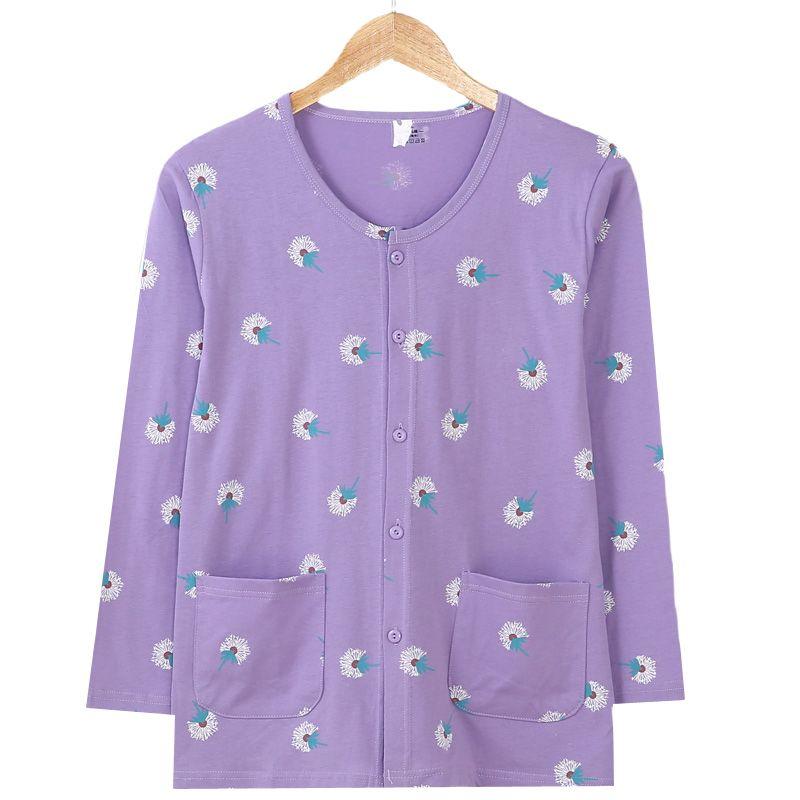 Bavlněné noční prádlo dámské jarní podzimní kardigan s dlouhým rukávem volné nadměrné bavlněné domácí oblečení top halenky košile