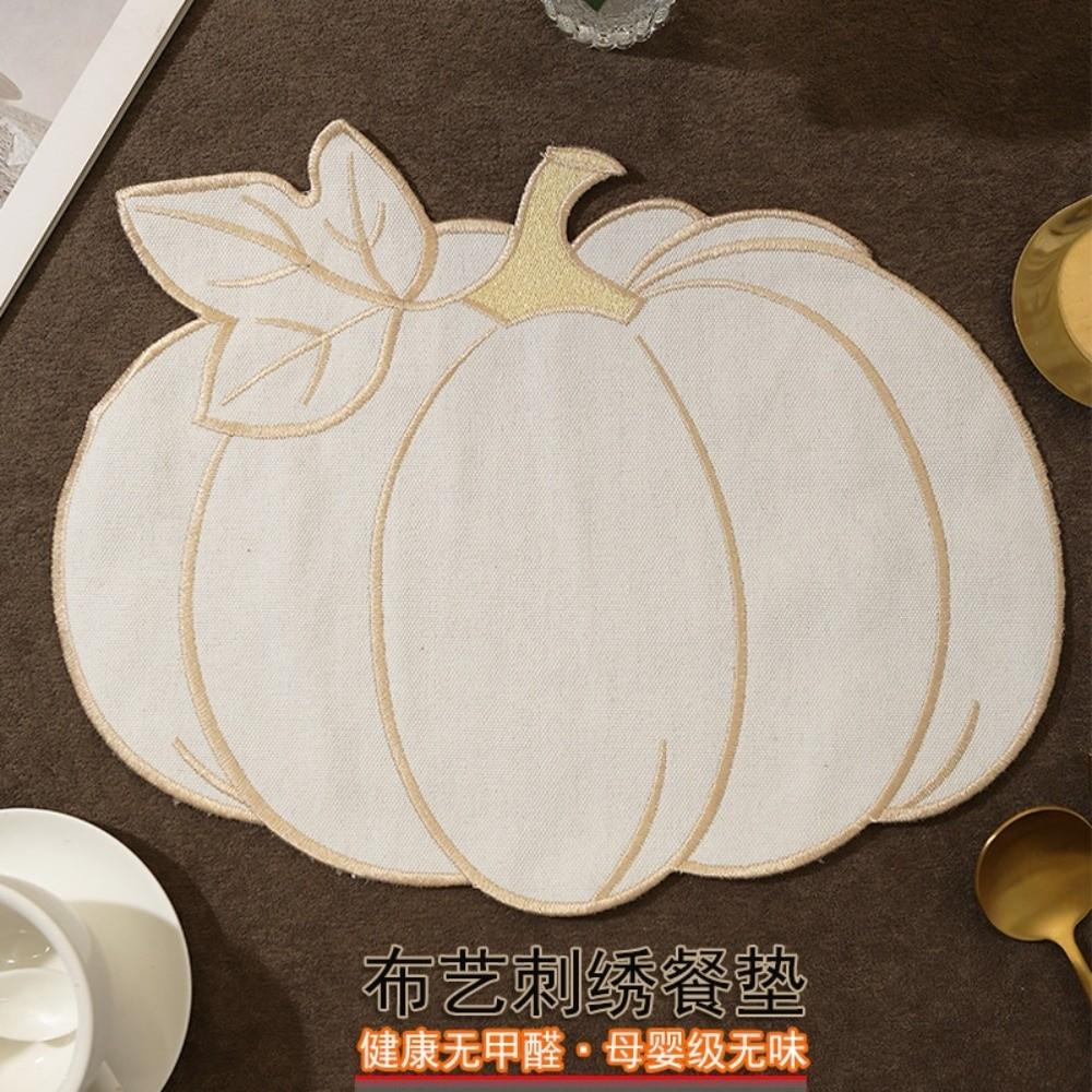 Embroidered Dining Table Mat Pumpkin Table Decoration Mat Durable Pumpkin Placemat бежевый