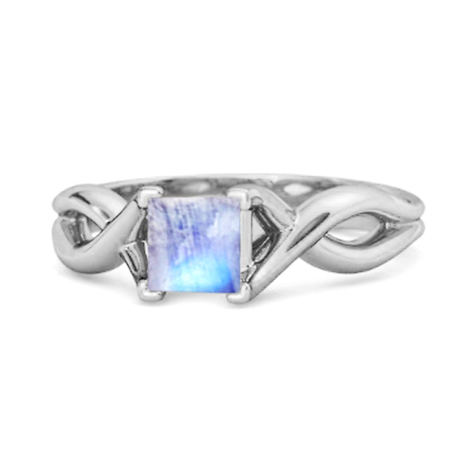 Moonstone Twisted Vine Band Ring - 925 Sterling Silver 8.5