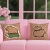 Capybara Cartoon Cute Cushion Cover Reversible Plush Pillow Cover – For Car, Sofa, Bedroom, Perfect As a Gift.