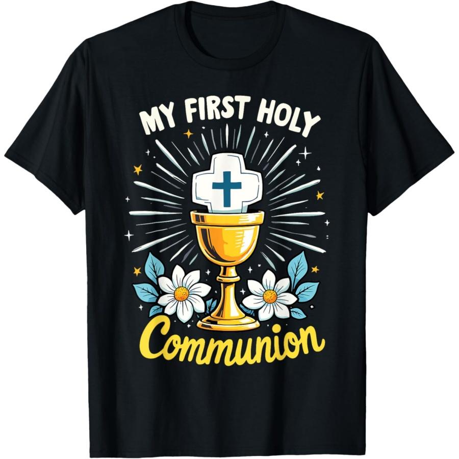My First Holy Communion Cross Christian Kids Catholic T-Shirt XXXXXL чёрный