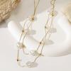 French Imitation Baroque Pearl Necklace Gentle Daily Small Gold Beads Stainless Steel Snake Bone Chain Stacked Wear Ladies Jewelry