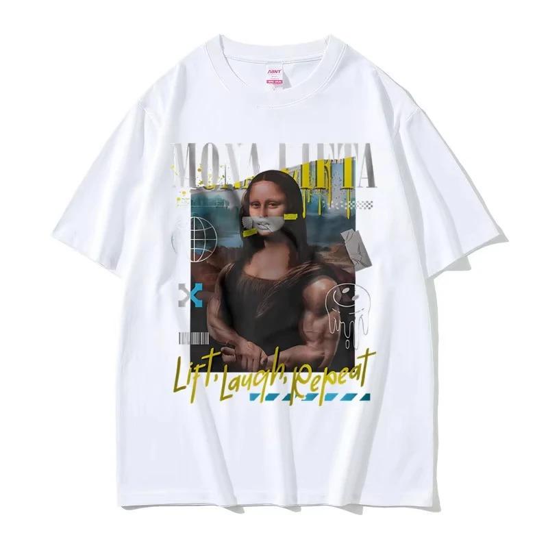 Funny Mona Lifts Oversized Pump Cover Meme Graphic TShirt Unisex Vintage Fitness WOMEN And Unisex TShirt S