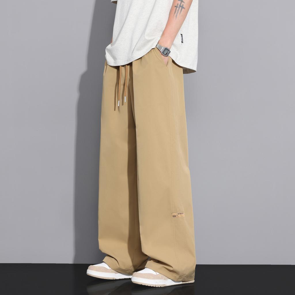 New Ice-sensing Straight-leg Pants for Men's Summer Thin Ice Silk Draping Versatile Wide-leg Casual Pants