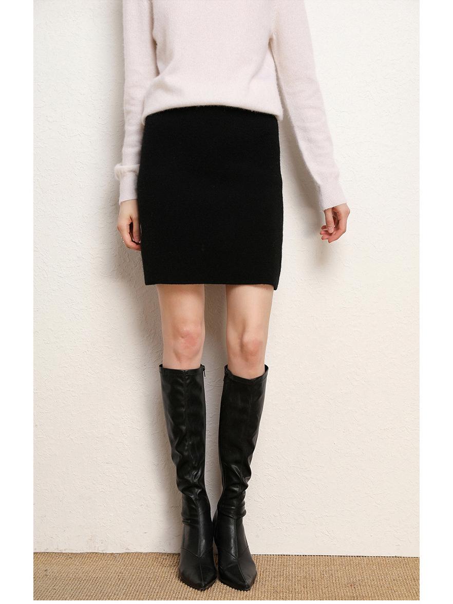

Women s High Waist Wool Knit A-Line Midi Skirt - Slimming, High-Elastic Hip-Hugging Skirt for Petite Sizes, Perfect for Autumn and Winter. Medium