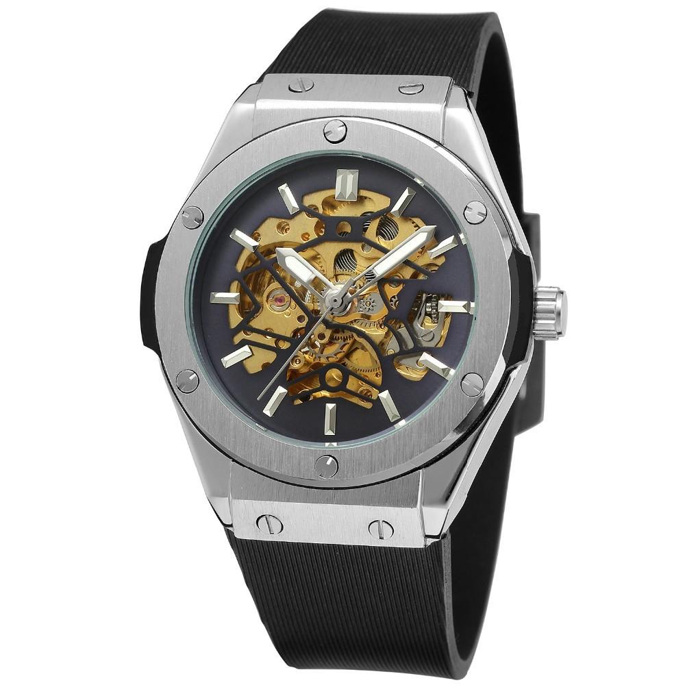 

Forsining Style Men S Fashion Casual Silver Hollow Skeleton, Fully Automatic Mechanical Watch