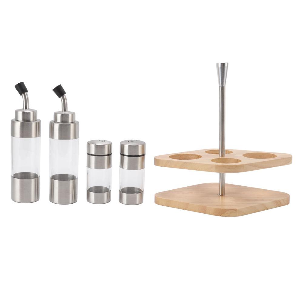 4-Pack 304 Stainless Steel Seasoning Containers Condiment Pots Olive Oil /Salt/Pepper