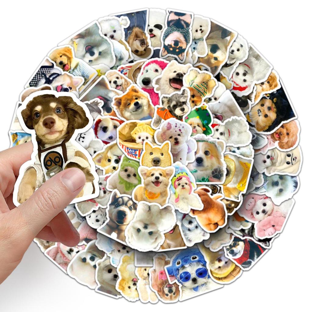100 Waterproof Cute Puppy Emoticon Stickers: Funny, Adorable Pet Decorations for Phones.