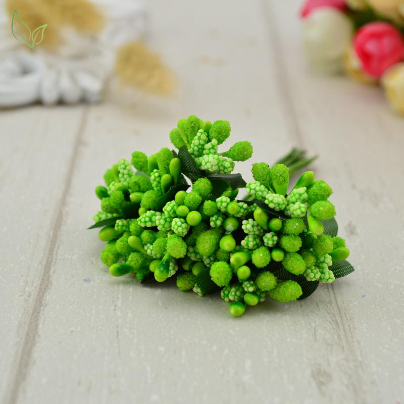 12Pcs/lot Artificial Flowers Stamen Handmade Cheap Wedding Decor Diy Wreath Needlework Gift Box Scrapbook Fake Flowers Ornaments