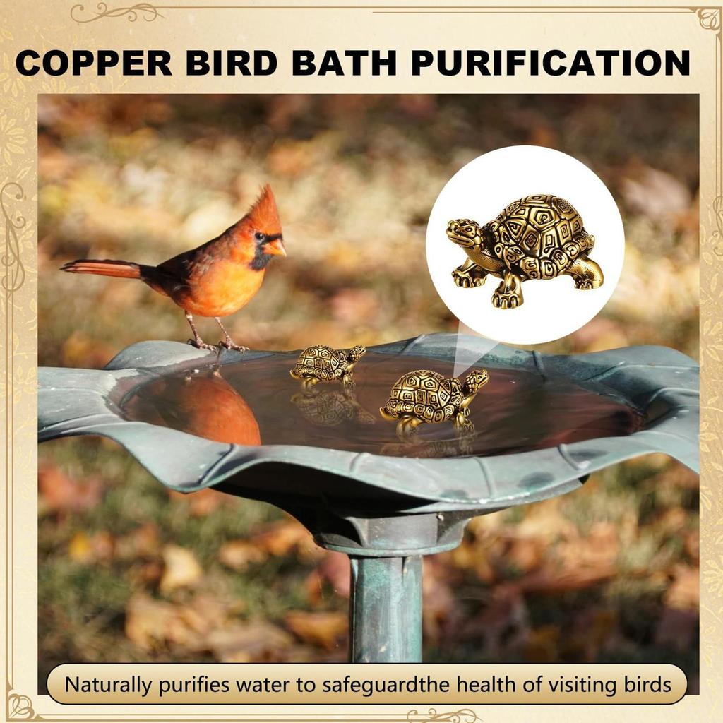 Bird Bath Disk Ornaments Cleaner Turtle Shaped 4Piece Bird Bath Copper For Fountain Outdoor Garden Water Winter Cleaning Outside