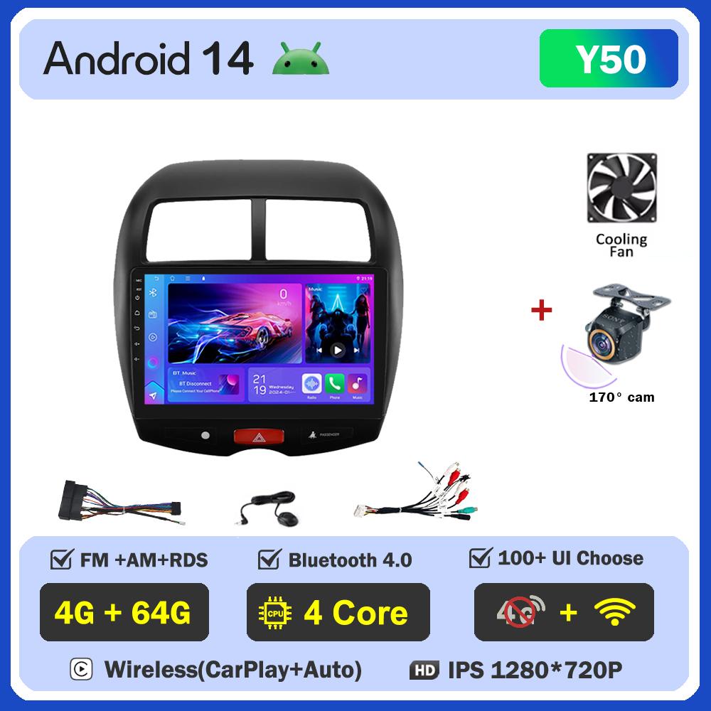 Android 14 For Mitsubishi ASX 1 2010-2018 Car Radio Player Car Intelligent Systems Touch Screen GPS Navigation Mirror Link Wifi