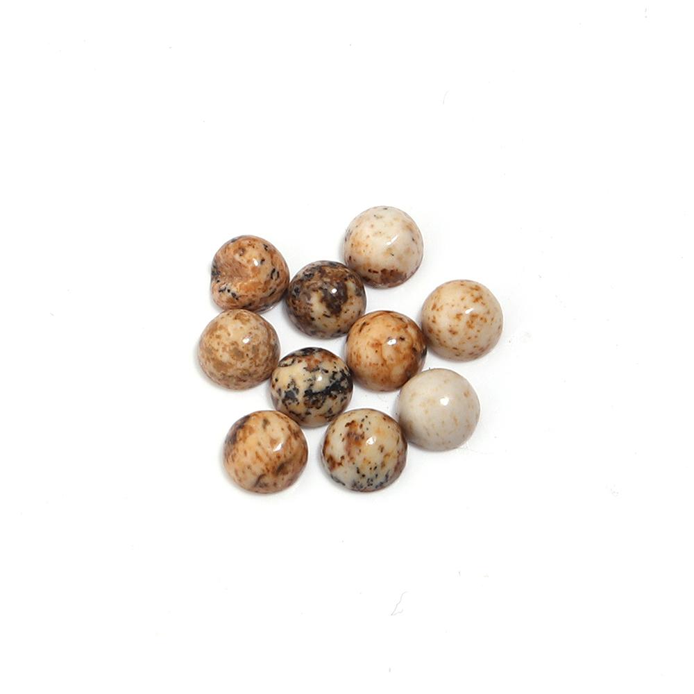 5/10pcs Natural Stone Cabochon 4-25mm Picture Stone Round Flat Back Cabochon Beads For Jewelry Making DIY Ring Pendants Findings