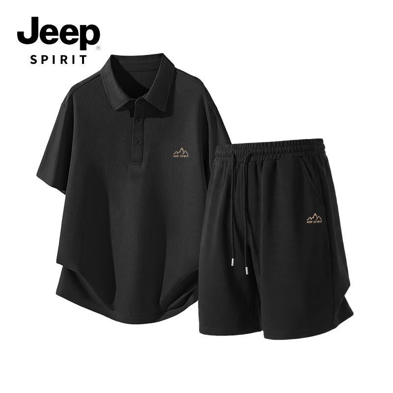 JEEP SPIRIT Men's Casual Pullover & Five-Point Shorts Set