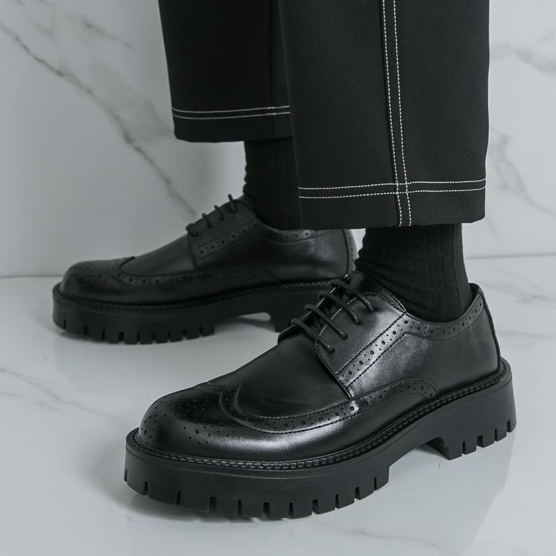 Fashion Suit Thick Soled Men's Leather Shoes Business Gentlemen Hot Selling Styles Work or Office Outdoor Street Trend Lace Up Shoes