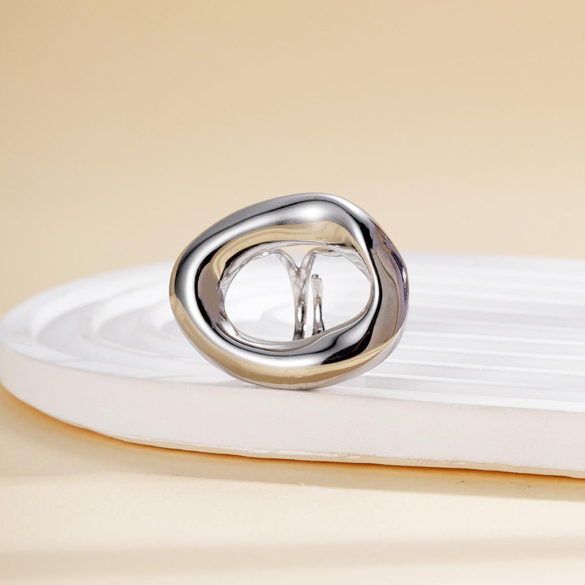 Stainless Steel Thick Geometric Open Ring for Women - Personalized and Irregular Design