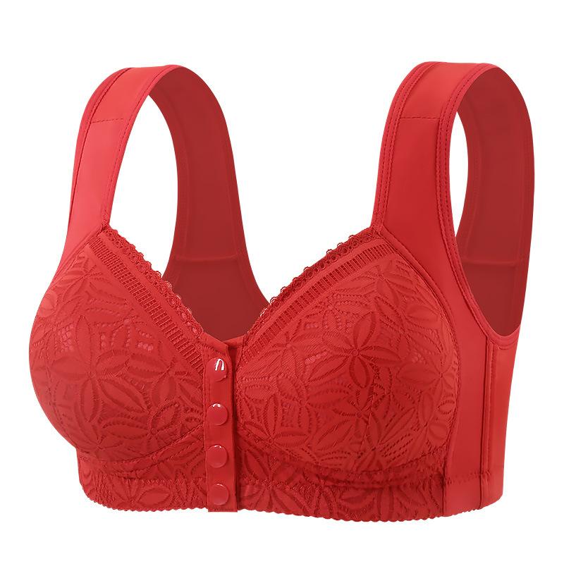 Plus Size Bra Women Front Closure Fixed Cup Thin Wireless Push Up Tank Top Bra Shaping Supportive Comfortable Full Coverage Underwear