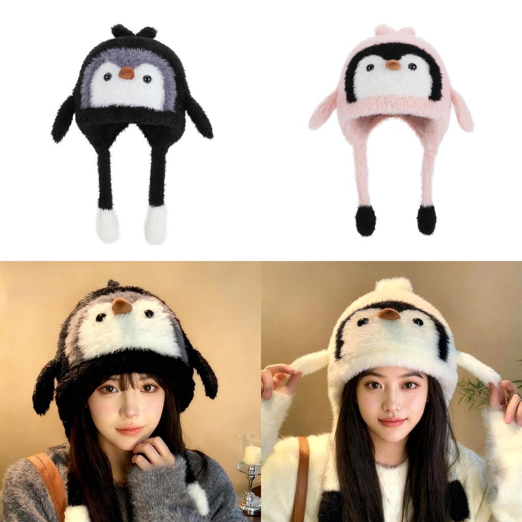 Penguin Plush Beanie Cap For Winter Outdoor Cold Weather Protection