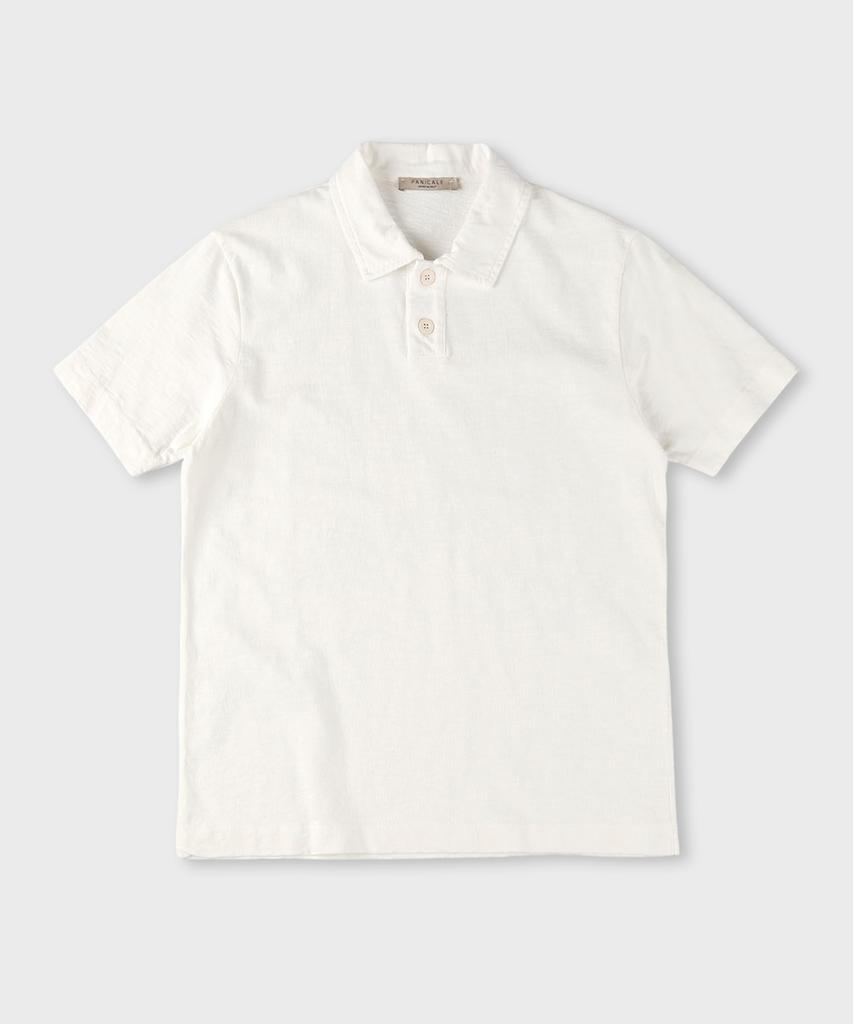 PANICALE Ivory Slub Cotton Casual Polo Shirt