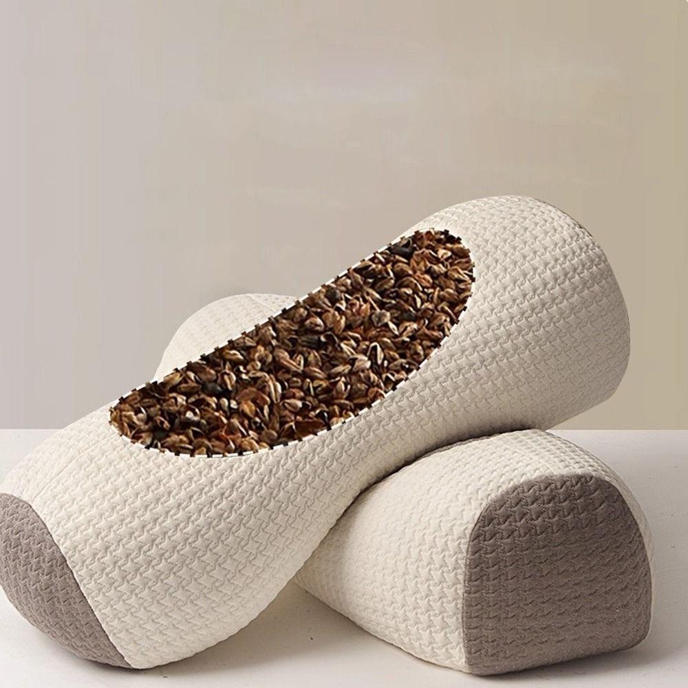 Cylindrical Buckwheat Pillows Breathable Help Sleep Spine Pillow Anti-arch Neck Pain Relief Cervical Vertebra Pillow for Adults
