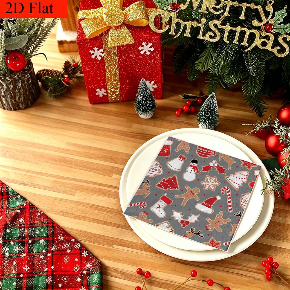 20pcs Disposable Napkins with Snowflake Pattern Print for Wedding,Parties,and Daily Use for Thanksgiving Fall Christmas Table Decoration