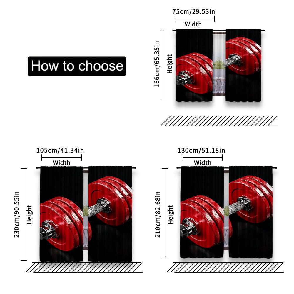 2Pcs Red Dumbbells Curtain Fitness Equipment Sports Gym Room Exercise Tool Barbell Sport For Bedroom Living Room Dining Room And