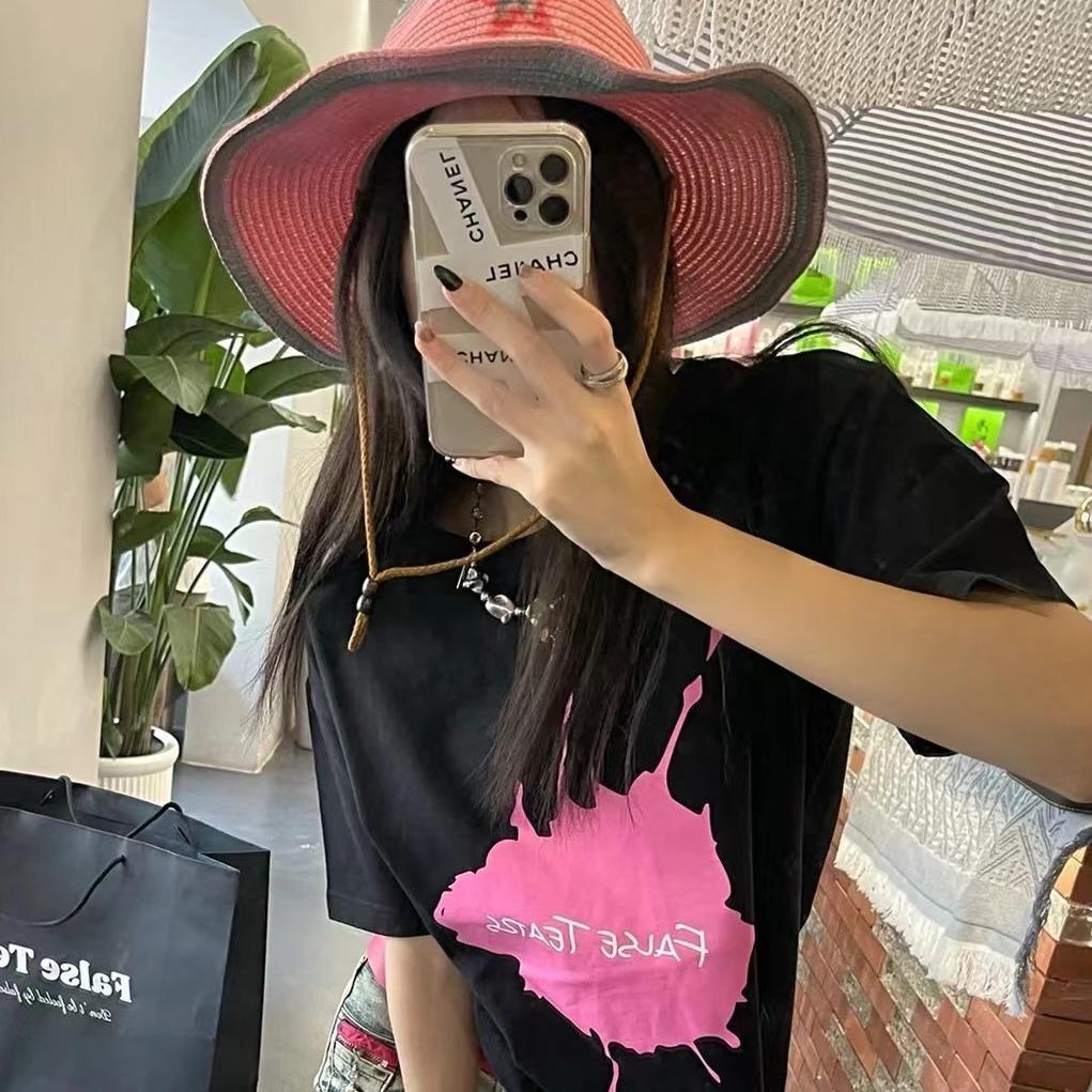 Pink Hottie Girl Western Cowboy Hat Vintage Straw Hat Sun Protection Beach Seaside Visor Pirate Hat