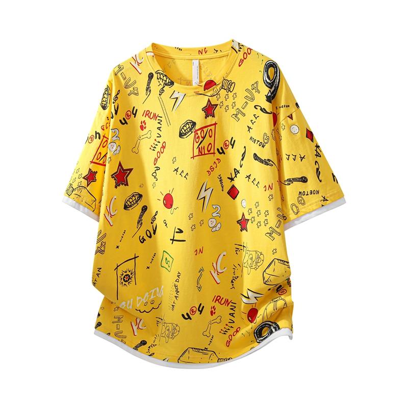 

Men s Short-sleeved T-shirt Loose Half-sleeved Body Shirt L жовтий
