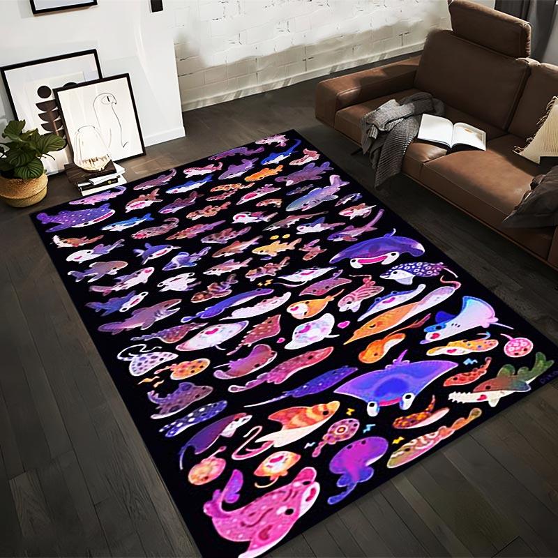 

Colorful Cartoon Marine Animals Pattern Carpet for Kids Room Decor Suitable for use as an anti-slip for living room bedroom sofas 40x60cm( 15x23in )