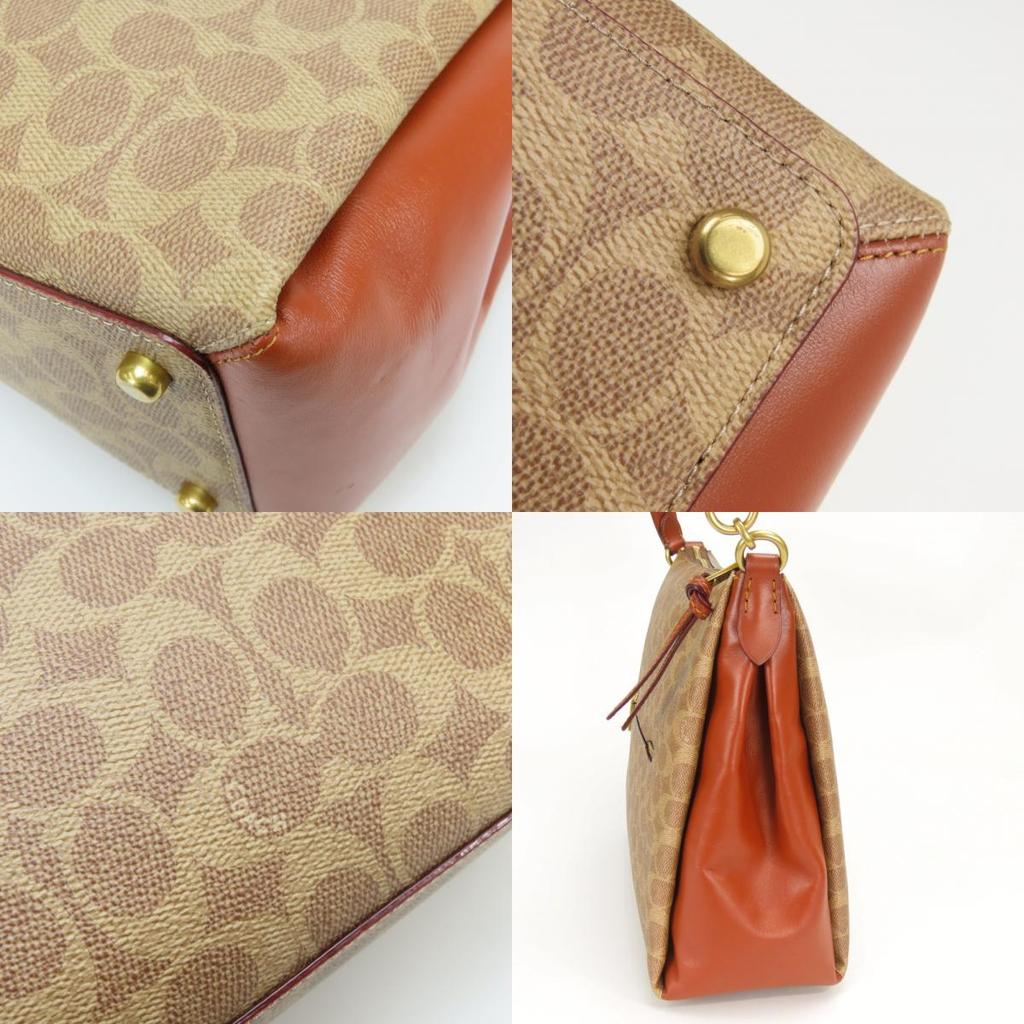Used COACH Shoulder Bag Signature 597 PVC/leather Last Brown