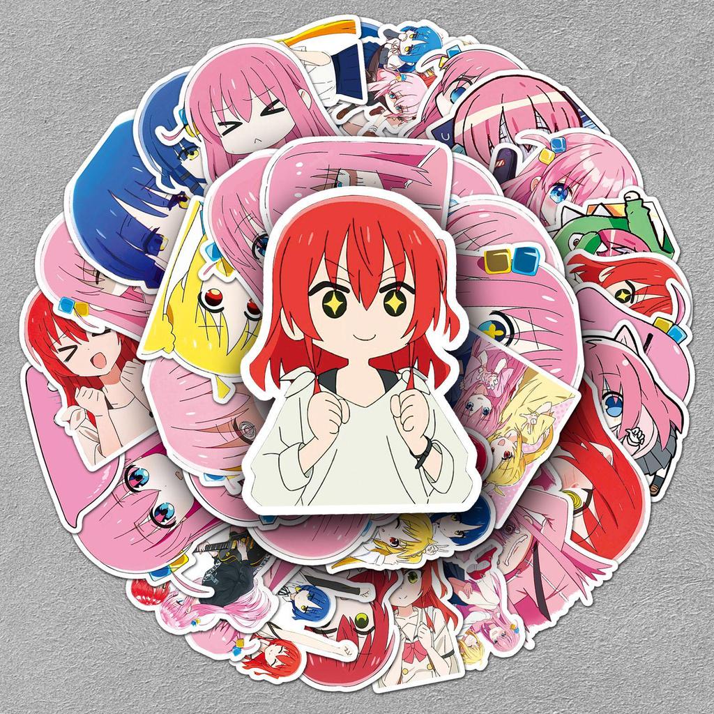 50 Japanese Anime "Bocchi the Rock" Stickers - Waterproof, Two-Dimensional Designs for Journals, Phone Cases & Laptops.