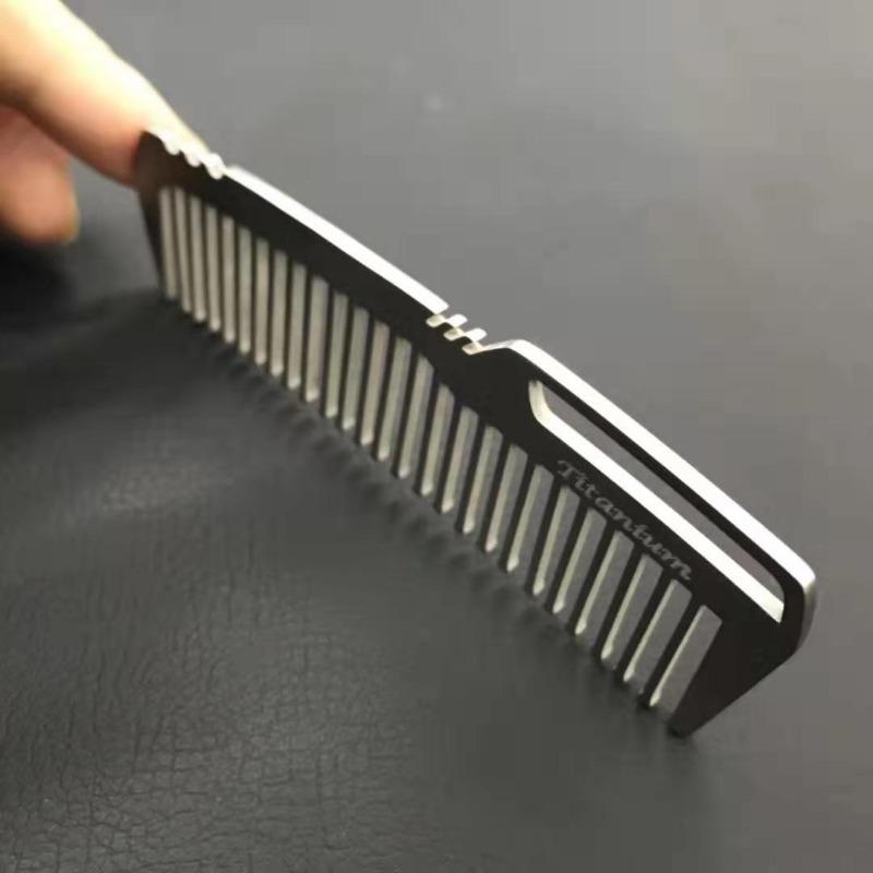 Compact Titanium Comb for Men - Lightweight EDC, Durable Stainless Steel Teeth, Non-Allergic Design for Everyday Grooming, Beard Grooming