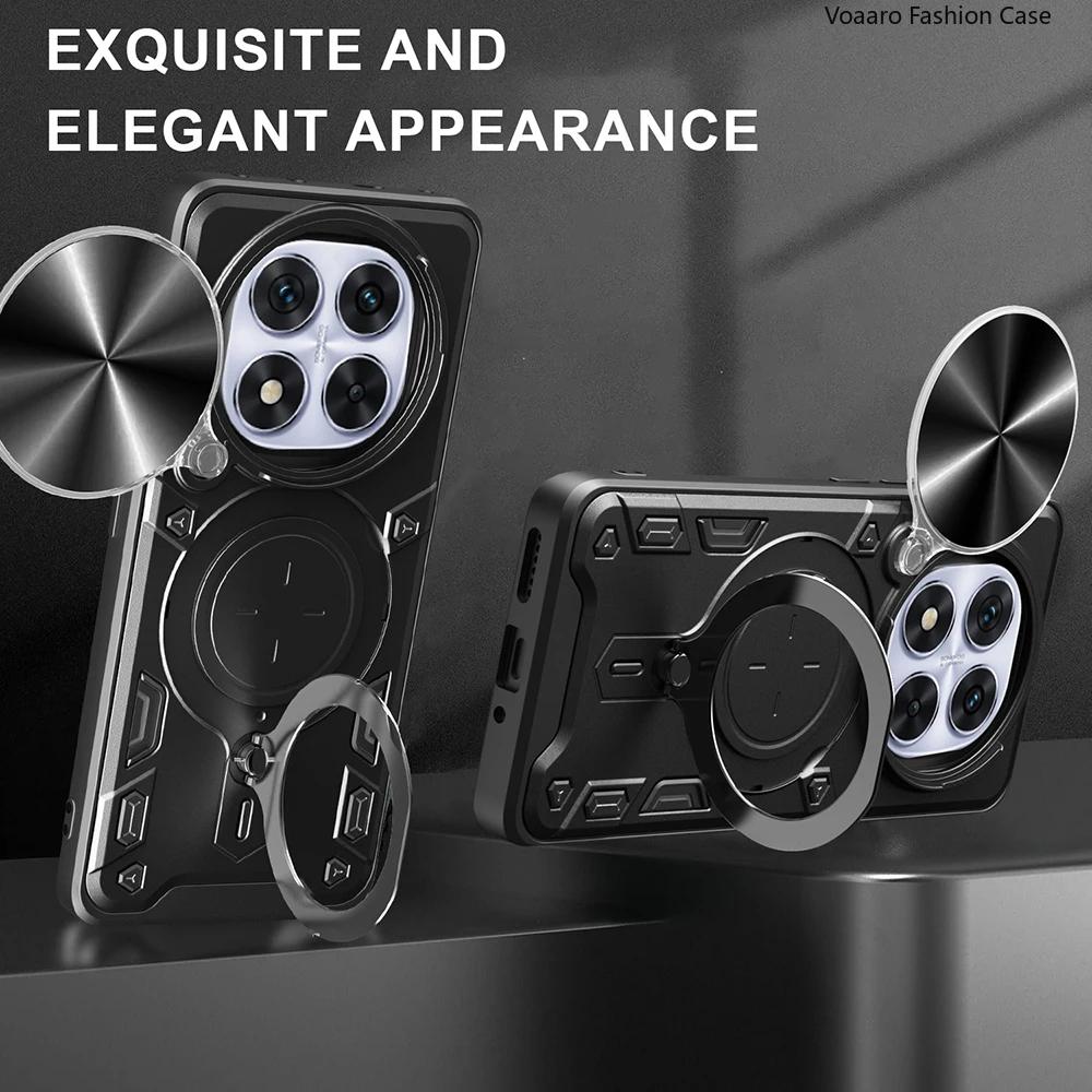 Slide Lens Armor Funda for Redmi Note 14 Pro 5G China Case for Xiaomi Redmi Note 14 Pro 5G Case Magnetic Ring Stand Cover