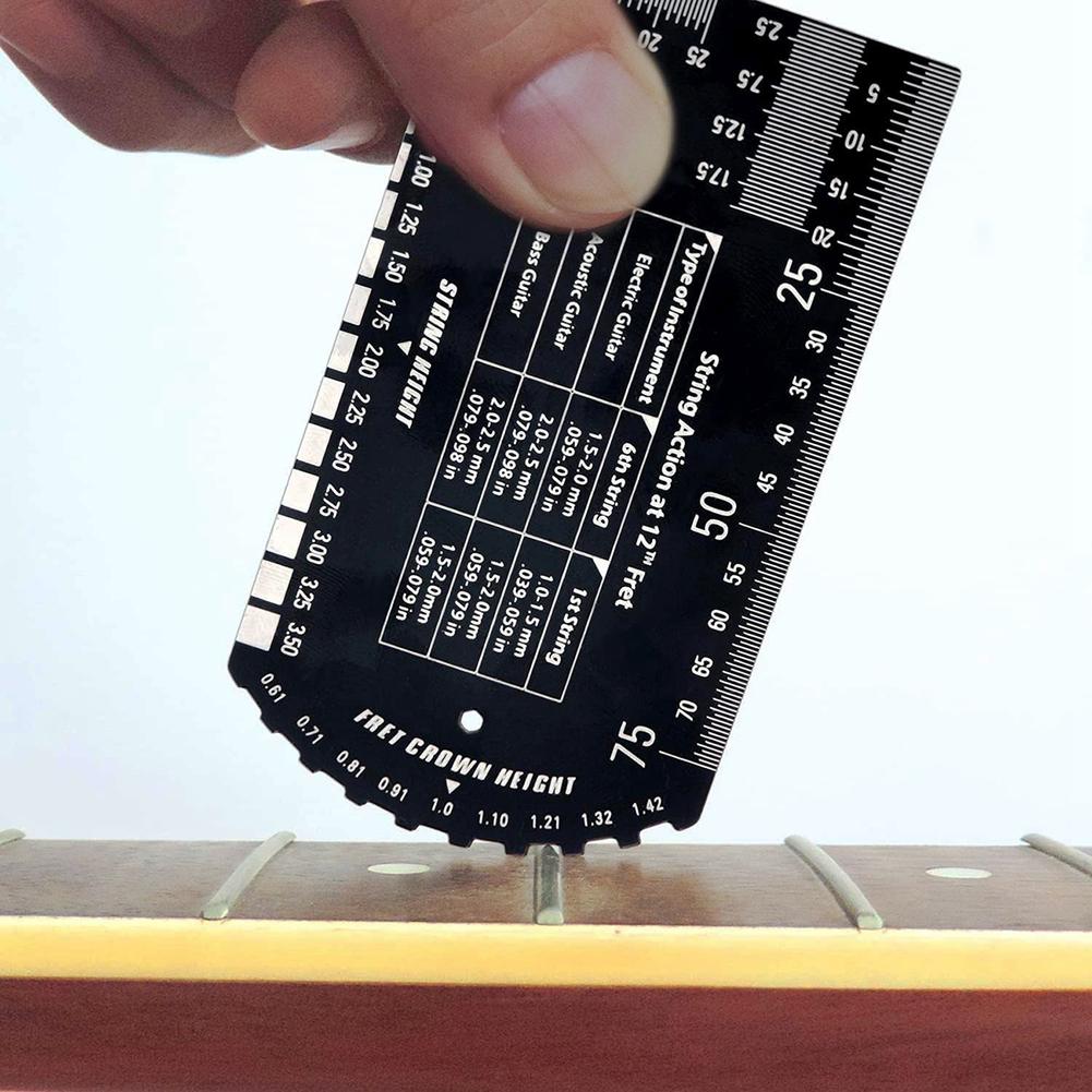 String Action Gauge Ruler Guitar Set Up Gauge Multifunctional Fret Rocker Luthier Tool With Leather Case