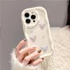 Three Dimensional Waves Suitable for IPhone14pro White Love Pearl Mobile Phone Chain Apple 15 16pro Mobile Phone Case