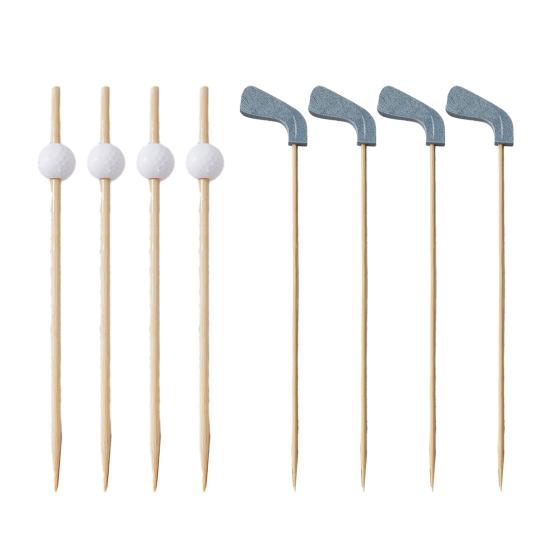 100/200Pcs Golf Club Cocktail Picks Decorative Bamboo Skewer Sticks Party Buffet Cupcake Food Fruit Drink Appetizer Sticks