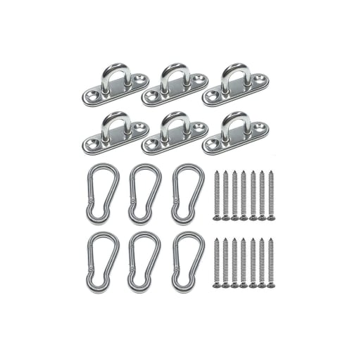 

YINKE Pad Eye Hooks, Ceiling Hooks, Wall Mounting Hardware for Shades, Rectangular Eye Pads, Corrosion-Resistant 304 Stainless Steel Carabiners, M5 Fa