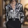 Women’s Slim-Fit Long-Sleeved Niche Zebra-Print Satin Shirt for Autumn Commuting