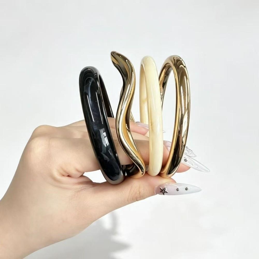 4Pcs/Set Multi-color Irregular Resin Bangles Set Wave Cuff Bracelet Set New Round Bracelets Women