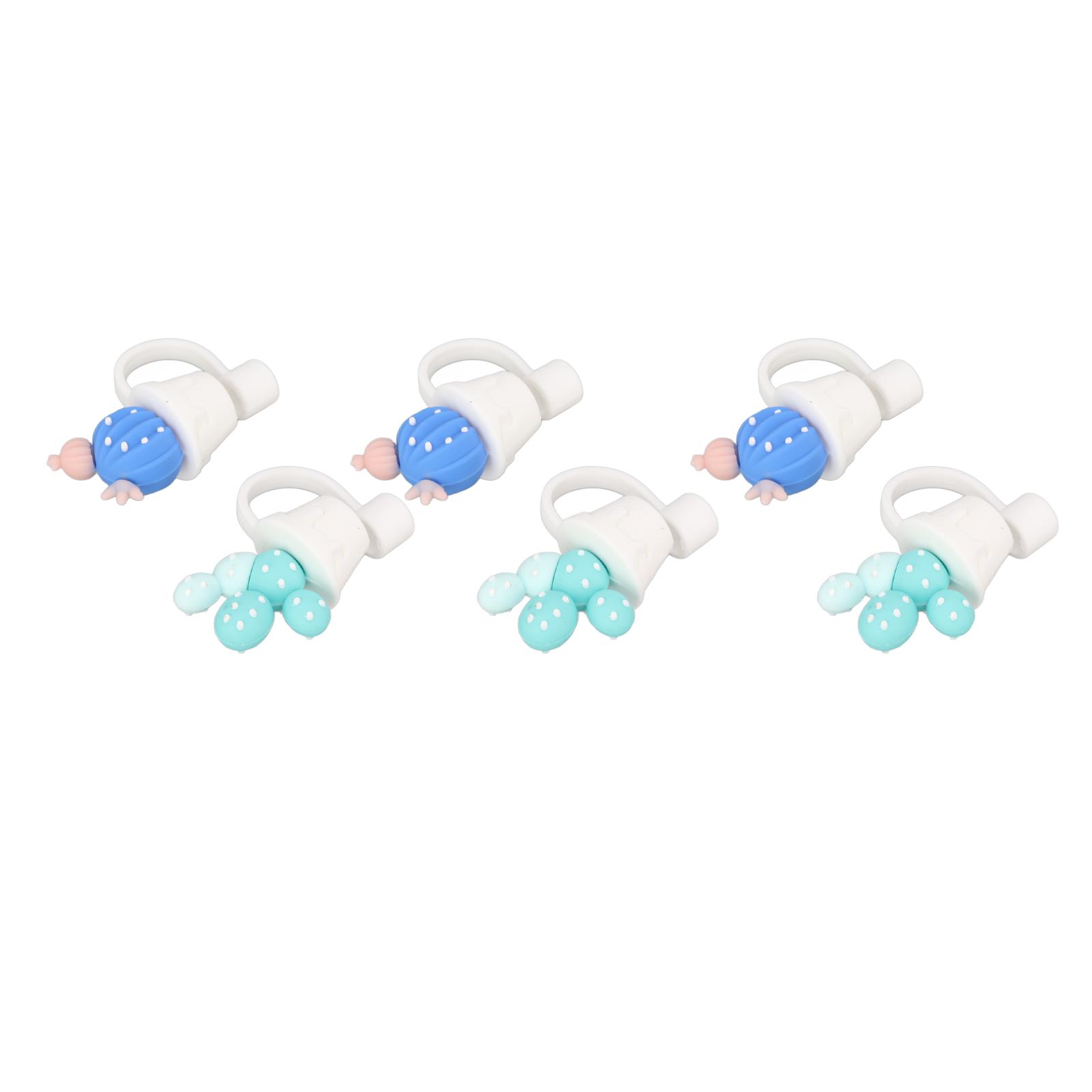 

6Pcs Straw Cover Cap Cute Cartoon Reusable Silicone Toppers Drinking Tips Lids Plugs Type A