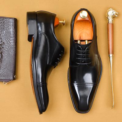 Markowe buty męskie ze skóry naturalnej sznurowane buty męskie do garnituru czarne buty biurowe na imprezę formalne buty ślubne męskie