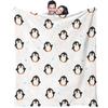 Cute Penguin Print Flannel Blanket Soft Microfiber Throw Blanket Cartoon Animal Snowflake Pattern Sofa Bed Travel Camping Warm