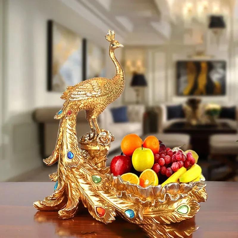 

Тарелка для фруктовых конфет в европейском стиле с павлином для дома, гостиной, тарелка для сухофруктов Dim Sum, настольная креативная подставка для хранения, украшение для закусок