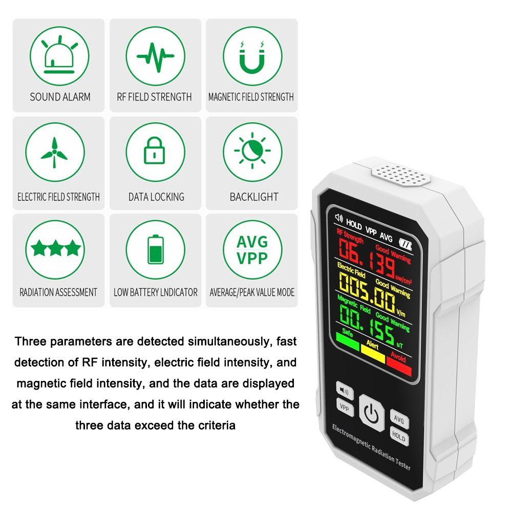Electromagnetic Radiation Tester Digital Display Electric Magnetic Field Frequency Tester EMF Meter
