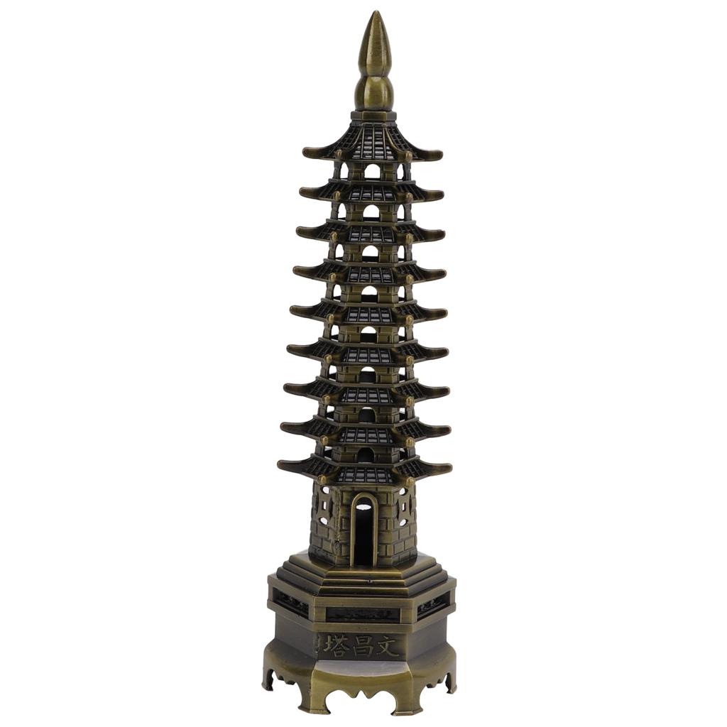 Tower Model Green Bronze Alloy 18cm 9 Levels WenChang Tower Desktop Ornament for Home Office Decoration Gift