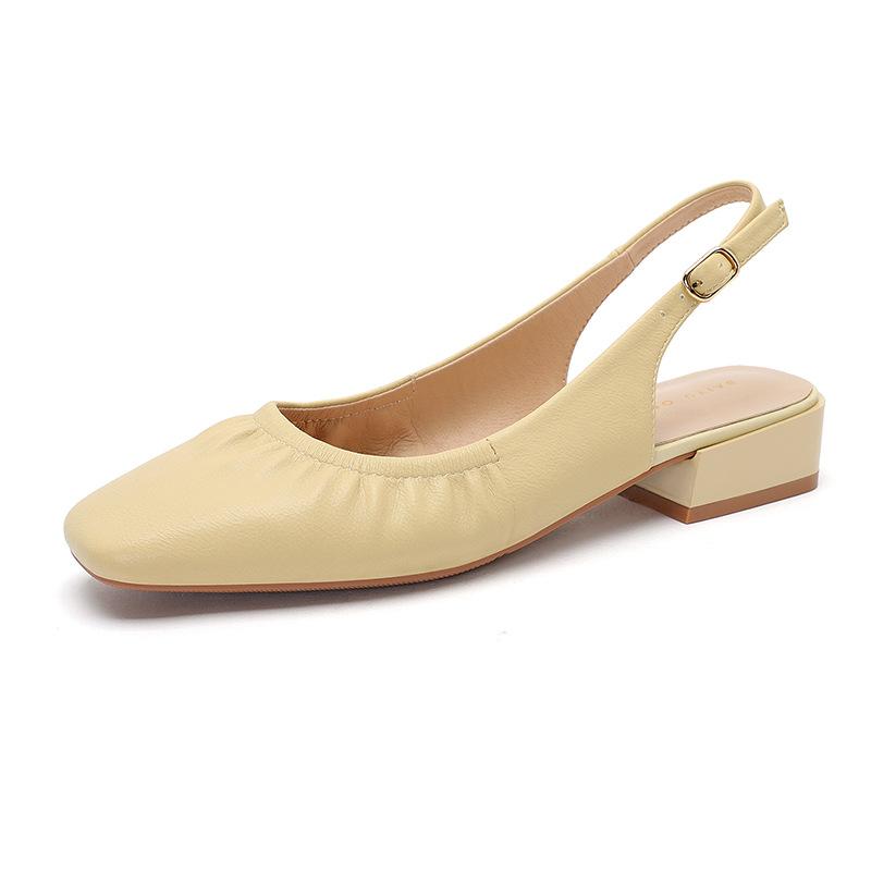 

Фу размер сумка голова толстый каблук весенняя обувь новый передний карман задний ремешок французские сандалии верхняя одежда квадратный носок низкий каблук мелкий вырез 40 жёлтый