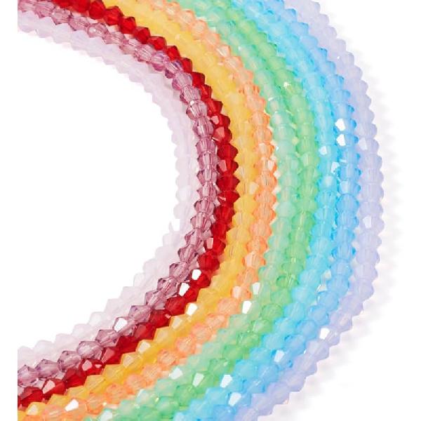 Cheriswelry Crystal Glass Beads 3x2mm AB Color Faceted Glass Loose Spacer Beads Rainbow Beads for DIY Necklace Earring Bracelet Making Home Party
