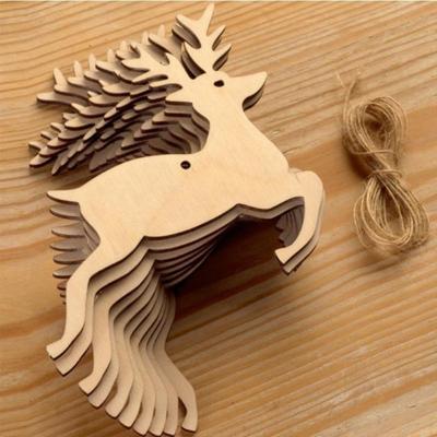 10Pcs/Bag Wooden Christmas Decorations Creative Christmas Tree Pendant Holiday Party Home DIY Decoration