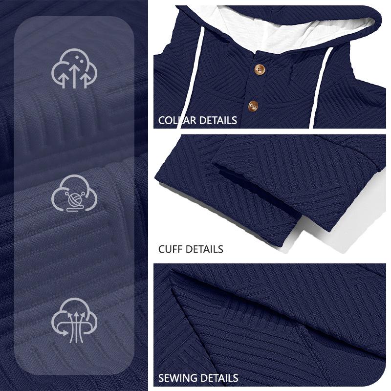 Men's Trendy Loose Hooded Jacquard Sweatshirt - Casual Long Sleeve Fashion Sportswear