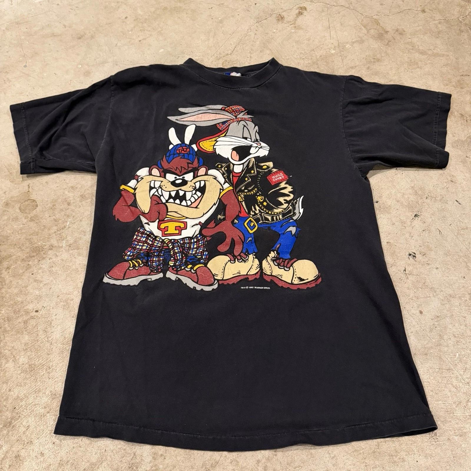 

Vintage 90s Looney Tunes Taz & Bugs Bunny Hip Hop T T-Shirt Front Back Mens Large 3XL